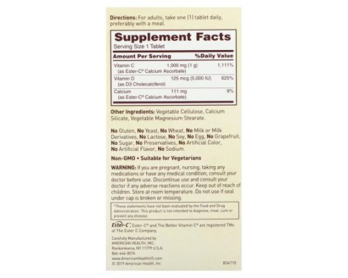 American Health, Ester-C with D3, 60 Vegetarian Tablets