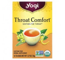 Yogi Tea, Throat Comfort, Caffeine Free, 16 Tea Bags, 1.27 oz (36 g)