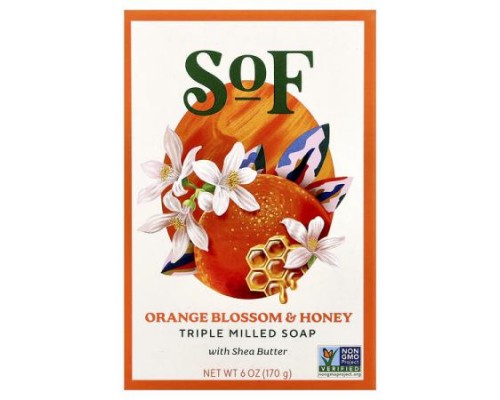 SoF, Triple Milled Bar Soap with Shea Butter, Orange Blossom & Honey, 6 oz (170 g)