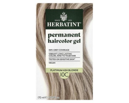 Herbatint, Permanent Haircolor Gel, 10C, Platinum Ash Blonde, 5.75 fl oz (170 ml) Herbatint, Permanent Haircolor Gel, 10C, Platinum Ash Blonde, 5.75 fl oz (170 ml)