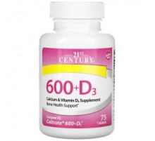 21st Century, 600+D3, Calcium & Vitamin D3 Supplement, 75 Tablets