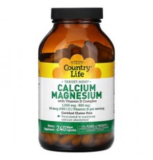 Country Life, Target-Mins, Calcium Magnesium with Vitamin D Complex, 240 Vegan Capsules