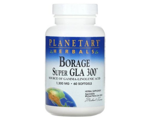 Planetary Herbals, Borage Super GLA 300, 1,300 mg, 60 Softgels Planetary Herbals, Borage Super GLA 300, 1,300 mg, 60 Softgels