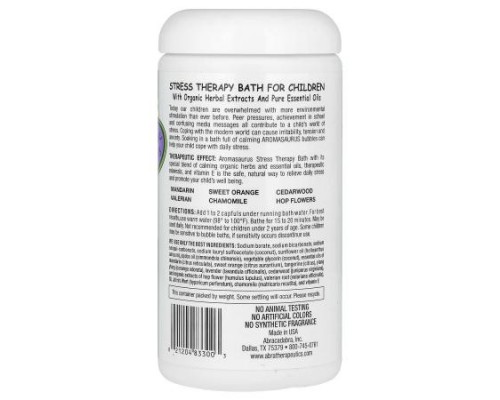 Abra Therapeutics, Aromasaurus Stress, Aroma Therapy Bubble Bath For Children, 20 oz (566 g) Abra Therapeutics, Aromasaurus Stress, Aroma Therapy Bubble Bath For Children, 20 oz (566 g)