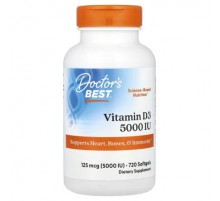Doctor's Best, Vitamin D3, 125 mcg (5,000 IU), 720 Softgels