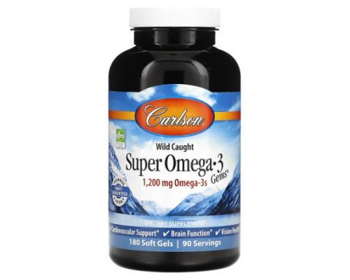 Carlson, Wild Caught Super Omega-3 Gems, 180 Soft Gels