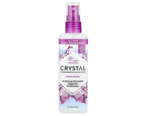 CRYSTAL, Mineral-Enriched Deodorant Spray, Unscented, 4 fl oz (118 ml) CRYSTAL, Mineral-Enriched Deodorant Spray, Unscented, 4 fl oz (118 ml)