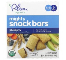 Plum Organics, Mighty Snack Bars, Tots, Blueberry, 6 Bars, 0.67 oz (19 g) Each