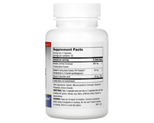 Mushroom Wisdom, Maitake D Fraction, Standard, 120 Capsules Mushroom Wisdom, Maitake D Fraction, Standard, 120 Capsules