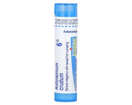 Boiron, Antimonium Crudum, 6C, Indigestion Relief, Approx 80 Pellets Boiron, Antimonium Crudum, 6C, Indigestion Relief, Approx 80 Pellets