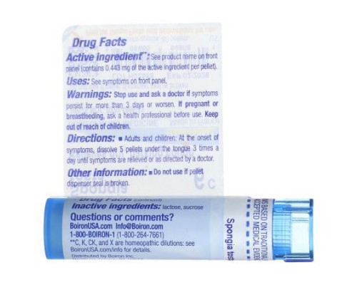 Boiron, Spongia Tosta, 6C, Dry Cough Relief, Approx 80 Pellets