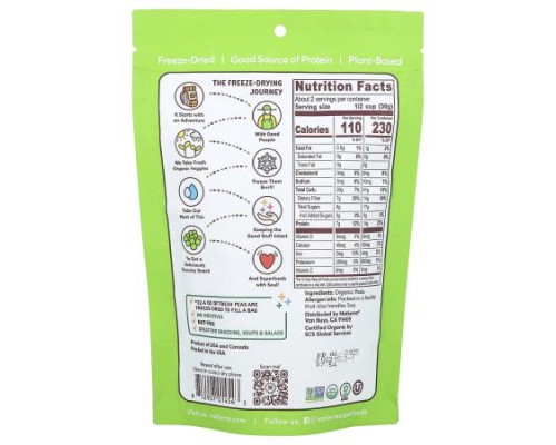 Natierra, Organic Freeze-Dried Peas, 2.2 oz (62 g) Natierra, Organic Freeze-Dried Peas, 2.2 oz (62 g)