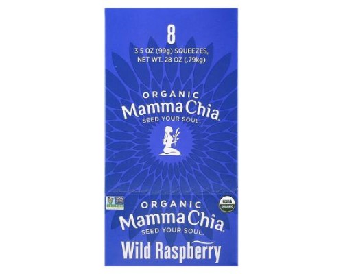 Mamma Chia, Organic Chia Squeeze®, Vitality Snack, Wild Raspberry, 8 Squeezes, 3.5 oz (99 g) Each Mamma Chia, Organic Chia Squeeze®, Vitality Snack, Wild Raspberry, 8 Squeezes, 3.5 oz (99 g) Each