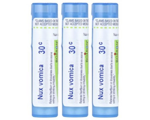 Boiron, Nux Vomica 30C, 3 Tubes, Approx 80 Pellets Each Boiron, Nux Vomica 30C, 3 Tubes, Approx 80 Pellets Each