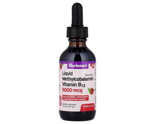 Bluebonnet Nutrition, CellularActive® Liquid Methylcobalamin Vitamin B12, Raspberry, 5,000 mcg, 2 fl oz (59 ml) Bluebonnet Nutrition, CellularActive® Liquid Methylcobalamin Vitamin B12, Raspberry, 5,000 mcg, 2 fl oz (59 ml)