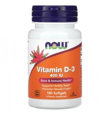 NOW Foods, Vitamin D-3, 400 IU, 180 Softgels