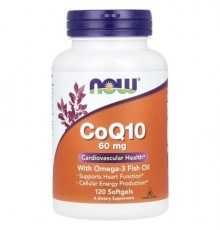 NOW Foods, CoQ10 with Omega-3 Fish Oil, 60 mg, 120 Softgels