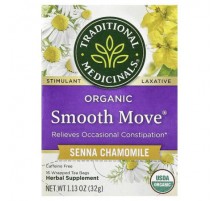 Traditional Medicinals, Organic Smooth Move®, Senna Chamomile, Caffeine Free, 16 Wrapped Tea Bags, 1.13 oz (32 g)