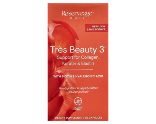Reserveage Beauty, Tres Beauty 3™ with Biotin & Hyaluronic Acid, 90 Capsules Reserveage Beauty, Tres Beauty 3™ with Biotin & Hyaluronic Acid, 90 Capsules