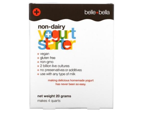 Belle+Bella, Non-Dairy Yogurt Starter, 4 Packets, (5 g) Each