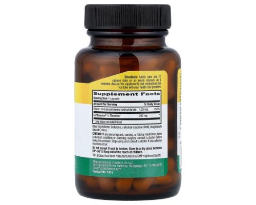 Country Life, L-Theanine, 200 mg, 60 Vegan Capsules