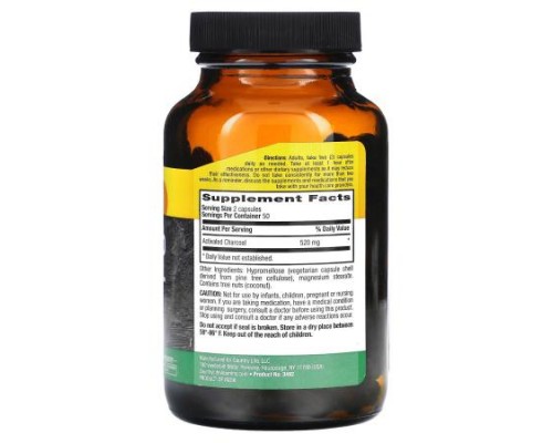 Country Life, Activated Charcoal, 260 mg, 100 Vegan Capsules Country Life, Activated Charcoal, 260 mg, 100 Vegan Capsules