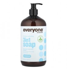 Everyone, 3 in 1 Soap, Body Wash, Bubble Bath, Shampoo, Unscented, 32 fl oz (946 ml)
