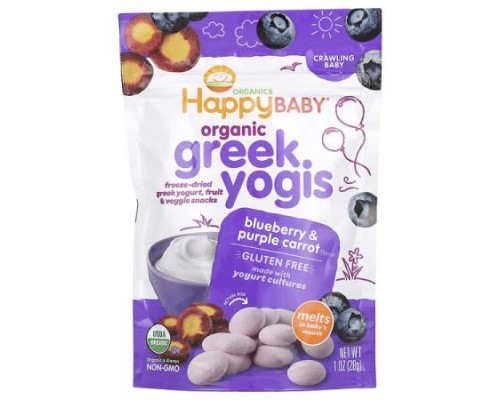 Happy Family Organics, Organic Greek Yogis, Blueberry & Purple Carrot, 1 oz (28 g) Happy Family Organics, Organic Greek Yogis, Blueberry & Purple Carrot, 1 oz (28 g)