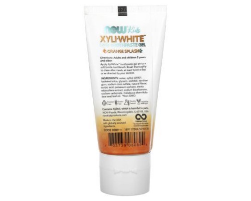 NOW Foods, Xyli-White, Kids Toothpaste Gel, Orange Splash, 3 oz (85 g)