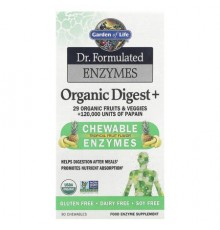 Garden of Life, Dr. Formulated Enzymes, Organic Digest+, Tropical Fruit, 90 Chewables