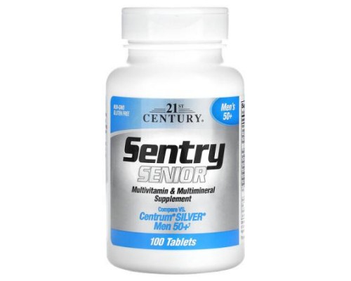 21st Century, Sentry Senior, Multivitamin & Multimineral Supplement, Men's 50+, 100 Tablets 21st Century, Sentry Senior, Multivitamin & Multimineral Supplement, Men's 50+, 100 Tablets