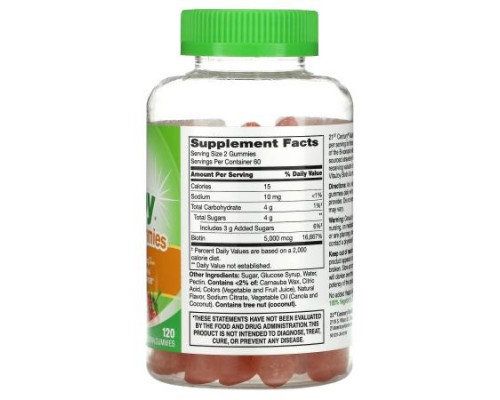 21st Century, VitaJoy Biotin Gummies, Strawberry Flavor, 120 Vegetarian Gummies (2,500 mcg per Gummy) 21st Century, VitaJoy Biotin Gummies, Strawberry Flavor, 120 Vegetarian Gummies (2,500 mcg per Gummy)