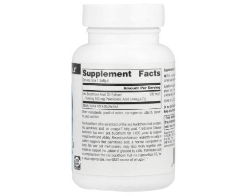 Source Naturals, Omega-7, Sea Buckthorn Fruit Oil, 60 Vegan Softgels