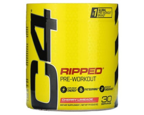 C4 / Cellucor, C4 Ripped, Pre-Workout, Cherry Limeade, 6 oz (171 g) C4 / Cellucor, C4 Ripped, Pre-Workout, Cherry Limeade, 6 oz (171 g)
