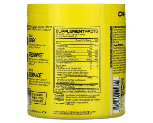 C4 / Cellucor, C4 Ripped, Pre-Workout, Cherry Limeade, 6 oz (171 g) C4 / Cellucor, C4 Ripped, Pre-Workout, Cherry Limeade, 6 oz (171 g)