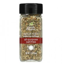 Simply Organic, Spice Right Everyday Blends, All-Purpose Salt-Free, 1.8 oz (51 g)
