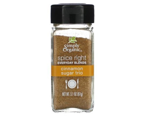 Simply Organic, Spice Right Everyday Blends, Cinnamon Sugar Trio, 3.1 oz (87 g) Simply Organic, Spice Right Everyday Blends, Cinnamon Sugar Trio, 3.1 oz (87 g)