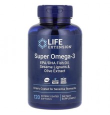 Life Extension, Super Omega-3, EPA/DHA Fish Oil, 120 Enteric Coated Softgels