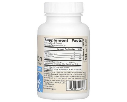Jarrow Formulas, Vegan Wild Bitter Melon Extract, 60 Tablets (750 mg per Tablet)