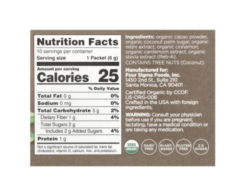 Four Sigmatic, Calm, Organic Cacao Mix with Reishi Mushroom, 10 Packets, 0.21 oz (6 g) Each Four Sigmatic, Calm, Organic Cacao Mix with Reishi Mushroom, 10 Packets, 0.21 oz (6 g) Each