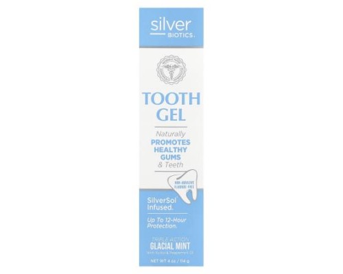 American Biotech Labs, Silver Biotics®, Tooth Gel, Glacial Mint, 4 oz (114 g) American Biotech Labs, Silver Biotics®, Tooth Gel, Glacial Mint, 4 oz (114 g)