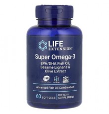 Life Extension, Super Omega-3, EPA/DHA Fish Oil, Sesame Lignans & Olive Extract, 60 Softgels