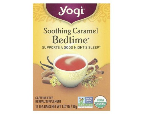 Yogi Tea, Bedtime, Soothing Caramel, Caffeine Free, 16 Tea Bags, 1.07 oz (30 g)