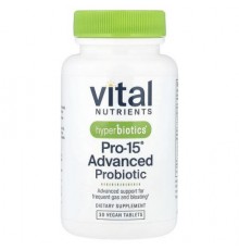 Vital Nutrients, Hyperbiotics®, Pro-15® Advanced Probiotic, 30 Vegan Tablets