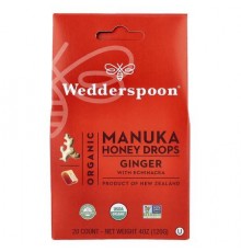 Wedderspoon, Organic Manuka Honey Drops, Ginger with Echinacea, 20 Drops, 4 oz (120 g)