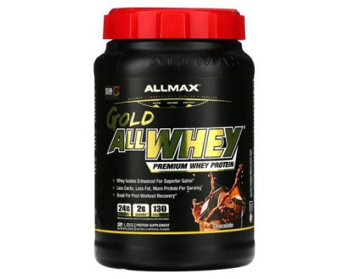 ALLMAX, GOLD ALLWHEY®, Premium Whey Protein, Chocolate, 2 lbs (907 g) ALLMAX, GOLD ALLWHEY®, Premium Whey Protein, Chocolate, 2 lbs (907 g)