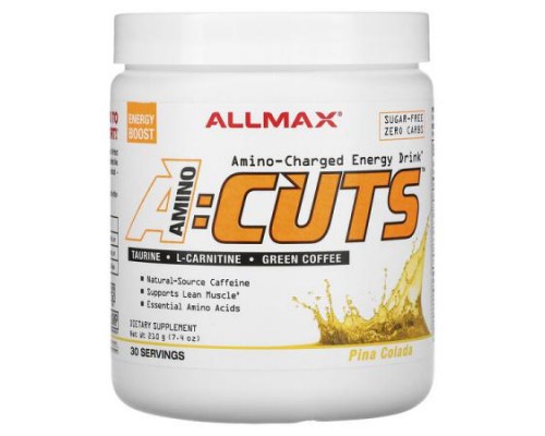 ALLMAX, ACUTS™, Amino-Charged Energy Drink, Pina Colada, 7.4 oz (210 g) ALLMAX, ACUTS™, Amino-Charged Energy Drink, Pina Colada, 7.4 oz (210 g)