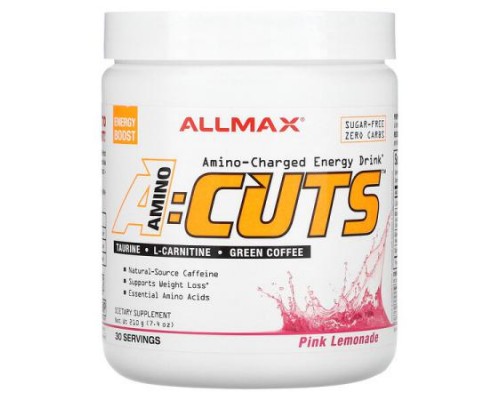 ALLMAX, ACUTS™, Amino-Charged Energy Drink, Pink Lemonade, 7.4 oz (210 g) ALLMAX, ACUTS™, Amino-Charged Energy Drink, Pink Lemonade, 7.4 oz (210 g)