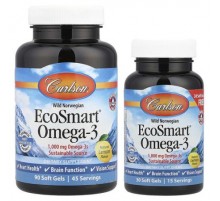 Carlson, Wild Norwegian, EcoSmart® Omega-3, Natural Lemon, 120 Soft Gels