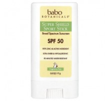 Babo Botanicals, Super Shield Sport Stick, SPF 50, Fragrance Free, 0.6 oz (17 g)